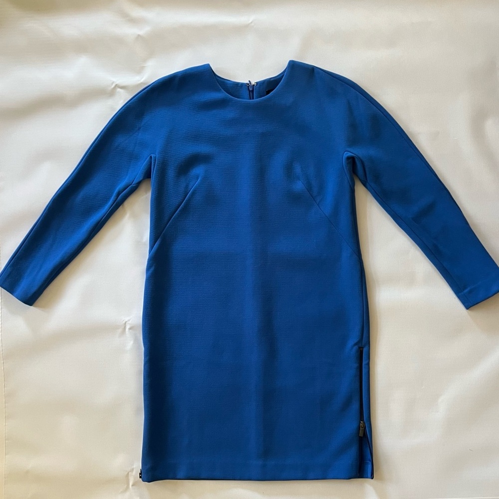 Ann Taylor Blue Long Sleeved Dress with Zippers at Sides